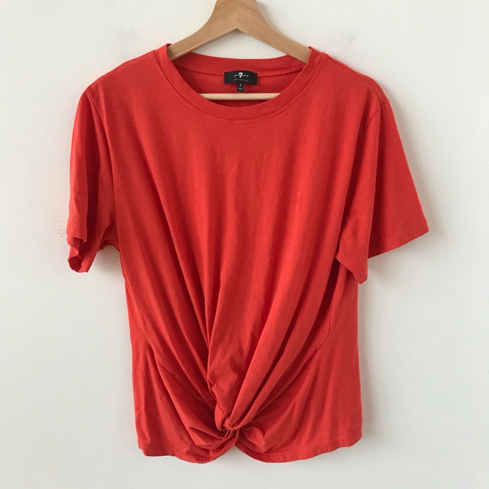 7 FAM tie front orange T-shirt